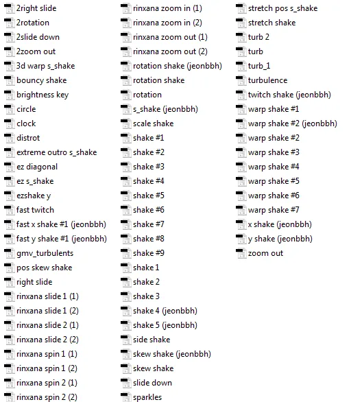 shake presets